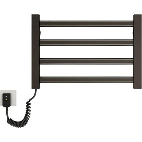 80 W Sèche-serviettes chauffant, radiateur électrique mural à 4 barres, 80 W, température constante de 55 °C pour un séchage sûr dans la salle de bain, noir Ligne droite