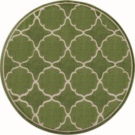 Tapis extérieur kilim Ø200cm vert rond KUMA (1/3)