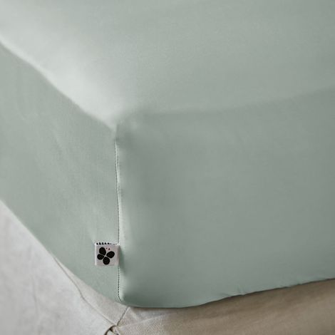 Drap housse bonnet 30 cm 180x200 en bambou vert d'eau