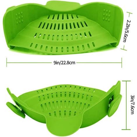 Colino da cucina in silicone con clip, colino da cucina con clip per pasta, carne, verdura e frutta, colino da cucina in silicone resistente al calore, adatto a quasi tutti i barattoli, rosso