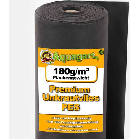 Aquagart – Toile de paillage anti-mauvaises herbes 100 m² – Film non-tissé 180 g/m² – Largeur 2 m – Résistante aux UV et au gel