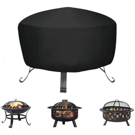 BUNTHAUS (80x65cm) 420D Guangyu Housse de Protection pour Braséro Rond, Imperméable, Noir, PVC, Couvre Feu, Jardin Patio Extérieur (1/5)