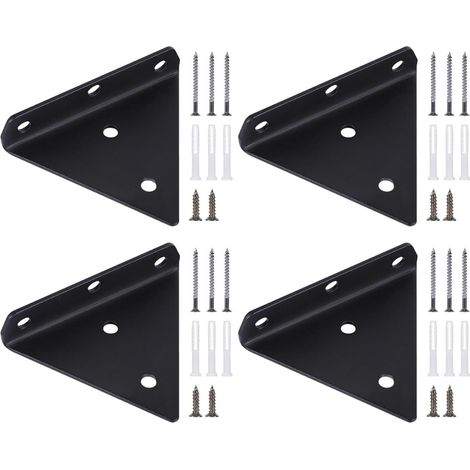 Soporte triangular, 10 x 8 x 8 cm, soporte para estante flotante, soporte para estante oculto, 4 piezas, negro (1/5)