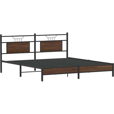 vidaXL Giroletto senza Materasso Rovere Marrone 183x213 cm Truciolato (1/4)