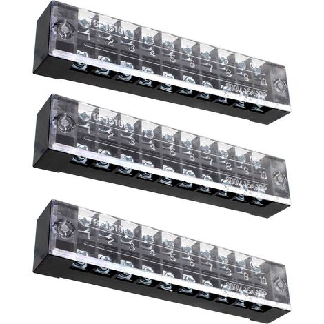 CCYKXA3 Pièces 10 Festival Terminal Block Set, 600V 15A Double Rangée Vis Borne, Bande de Vis Bornier Barrière avec Housse de Protection (1/5)