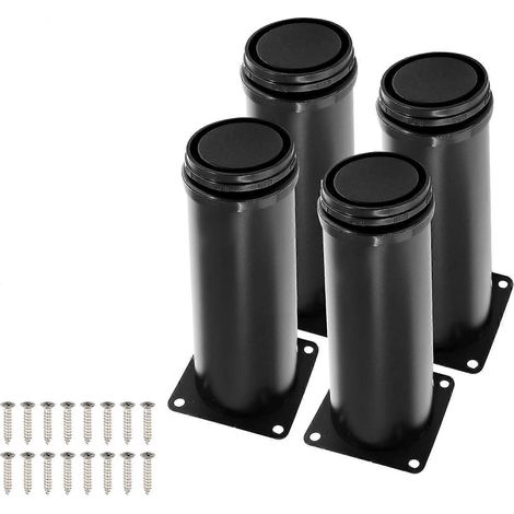 Ensemble de 4 pieds de meuble réglables, pieds réglables en acier inoxydable de 120 mm, pieds de meubles, pieds de lit noirs, pieds de meubles de cuisine, pieds de canapé et d'armoire, convient aux ta (1/5)