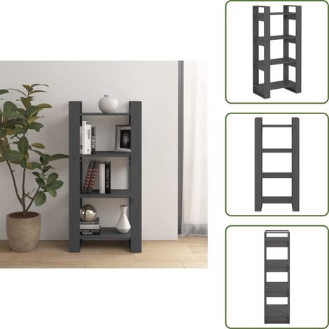 Bibliothèque/Séparateur de pièce Gris 60x35x125 cm Bois massif - Bibliothèque - Bibliothèque En Bois - Meuble De Rangement - Séparateur De Pièces - Étagère (1/5)