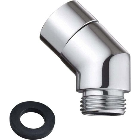 Adaptateur de douchette à 135 °, adaptateur de tuyau de douche, pièce articulée, raccord coudé pour douchette, adaptateur de tête pivotante, adaptateur pour tuyau de douche, avec joint en caoutchouc (1/5)
