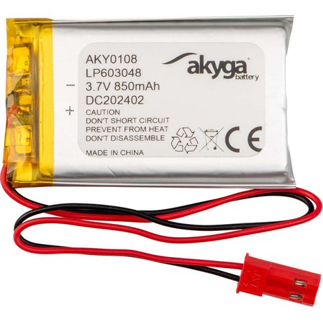 Batería Li-Po LP603048 Akyga AKY0108 3,7 V / 850 mAh PCM Conector JST de 2 pines 150 mm (1/3)
