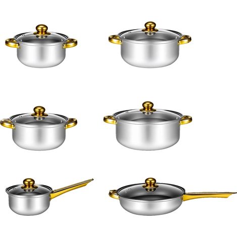 Ensemble de Casseroles, Polyvalence Antiadhésive, Compatible Induction, 12 Pièce (1/2)