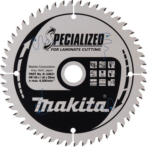 Makita B-33831 Hoja de sierra circular Specialized TCT 165x20mm 52T Laminado (1/4)
