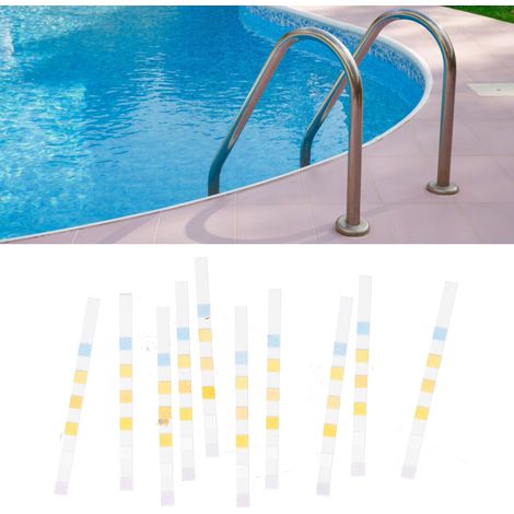 Bandelettes de Test d'eau 6-en-1 50Pièces 6 Paramètres TC,CL/Br,PH,ALK,CYA,TH pour Aquarium/Piscine/Eau Potable Papier et ABS (1/5)