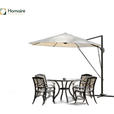 Runder Sonnenschirm aus beigem und beigem Polyester, Maße 306 x 167 x 207 cm HOMAIRE (1/5)
