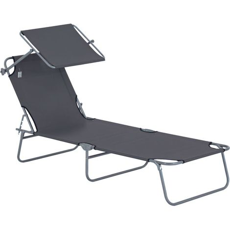 Klappbare Sonnenliege mit Sonnenschutz, Wellnessliege mit 4-fach verstellbarer Rückenlehne, Strandliege mit einer Tragfähigkeit von bis zu 120 kg, geeignet für Garten, Balkon und Pool, erhältlich in 6 (1/5)