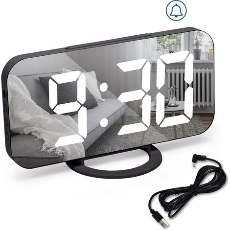 Große Digitaluhr – Schwarz, elektrischer LED-Wecker, Aufwachen, Schlummerfunktion, 3 Dimmmodi, netzbetriebener Nachttischwecker, dekorative Nachttischuhr für Schlafzimmer, Büro und Zuhause