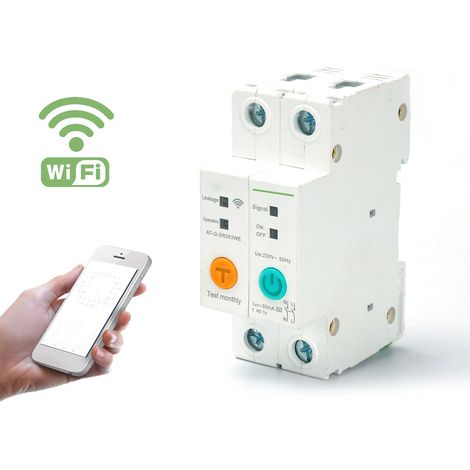 TONGOU 30mA intelligenter Leitungsschutzschalter mit Fehlerstromschutz, WLAN, 40A, 2-polig, Miniatur, 230V (1/5)