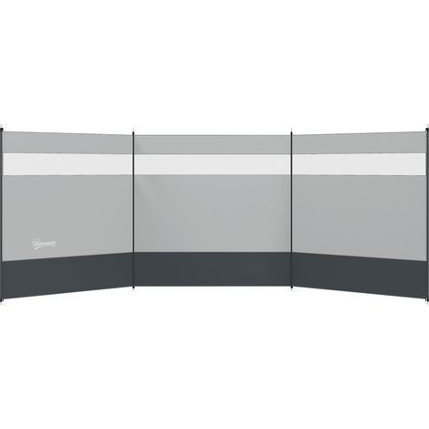 JSSEVN - Pantalla cortavientos con ventana de visualización y bolsa de transporte, varillas de acero, 440 x 140 cm, gris. (1/5)