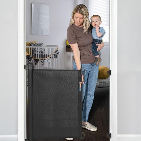 Barrière de Sécurité Escalier Rétractable pour Bébés et Chiens, 0-140 cm, 85 cm de Haut, Barrière Extensible Opération à Une Main, Barrière Escalier pour Les Escaliers/Portes/Couloirs (1/5)