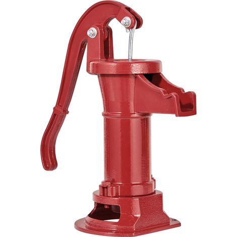 Pompe à main pour puits, hauteur d'aspiration max 25 pi, pompe à eau manuelle en fonte antique, raccord NPT 1-1/4 po, installation facile, style ancien pour jardin extérieur, étang, cour, ferme, rouge (1/5)