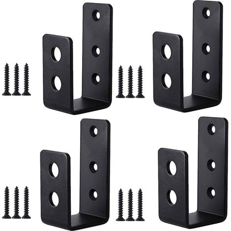 Bardusch-Lot de 4 Supports de porte Barre en Acier en Forme de U pour Renforcement des Portes de Sécuritét, Grange, Hangar (1/4)