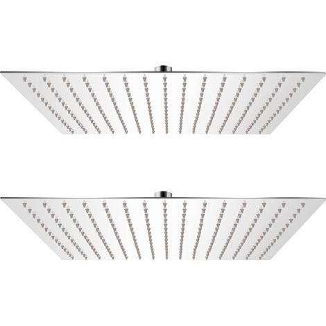 Pomme de douche carrée effet pluie 40x40 cm en acier inoxydable – 224 buses anti-calcaire orientables, montage mural ou plafond – Lot de 2 (1/5)