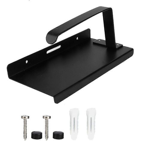 Distributeur de papier essuie-tout mural en aluminium, étagère de rangement pour salle de bain et toilettes, noir, sans perçage (1/5)