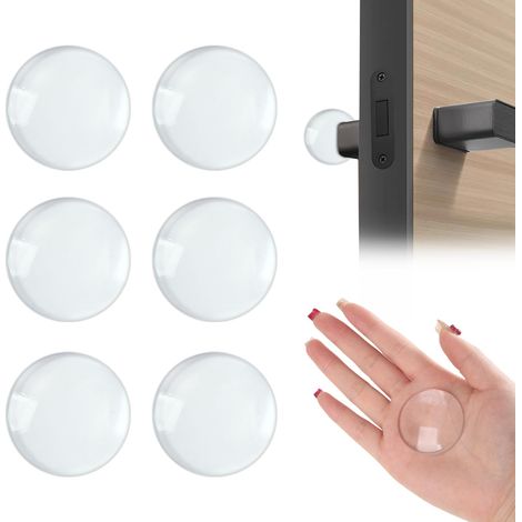 6pcs Butee de Porte Adhesive, Transparentes Arret de Porte Murale pour Protection Poignee Porte Butoir en Silicone pour Murale Protection (1/5)