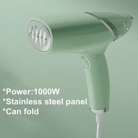 Fer à vapeur pliable (vert), portable, petit appareil ménager, idéal pour les voyages. (1/5)
