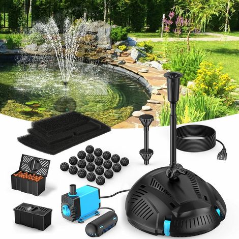 POPOSOAP Teichfilter mit UV-Klärer & Springbrunnen-Set, 40W 2500 L/h Teichfilter Komplettset für Gartenteich
