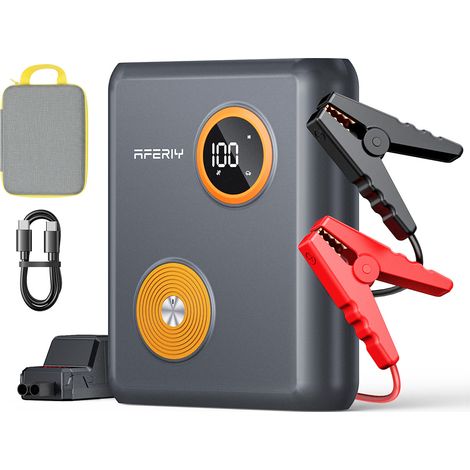 AFERIY GK03 Starthilfe 2000A, Batteriebooster 27500mAh Natrium, 80Wh, PD 60W, LCD, LED-Licht, -40°C bis 80°C