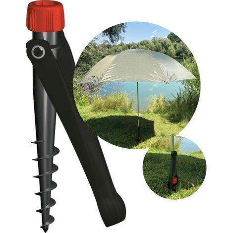 Krinner Vario Drill 20006 - Supporto per ombrellone, per Spiaggia, Terra, Prato, Giardino, Tempo Libero e Campeggio, Prodotto in Germania, (1/5)