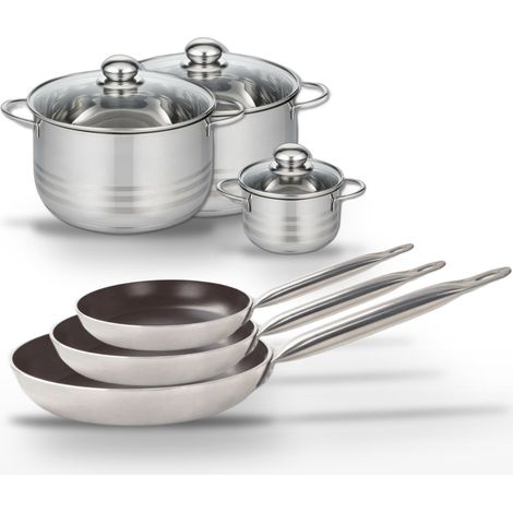 Lot de 3 Poêles 24/28/32 cm et 3 Faitouts 12/20/24 cm Elo Bistro Line (1/5)