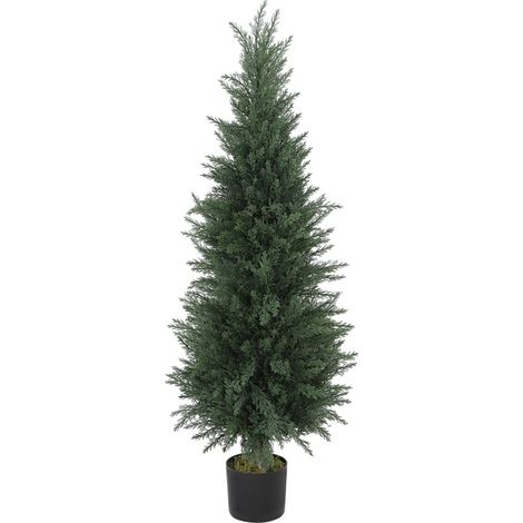 Zypres artificial de 120 cm en maceta, planta decorativa UV resistente, verde (1/5)