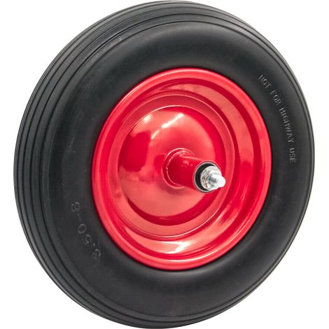 STI Ruota 3.5-8 Ø 360mm Gomma Piena Antiforatura per Carriola compreso asse 210mm x 12mm (1/2)