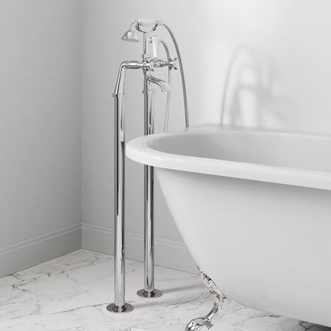 Freestanding Bath Shower Mixer Tap Crosshead Handle Chrome Bathroom (1/5)