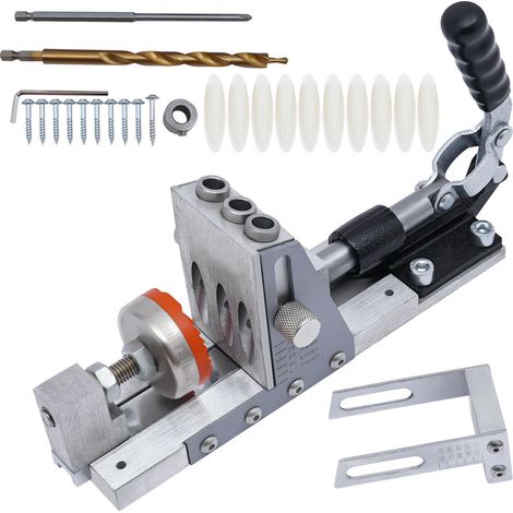Verstellbares Taschenloch-Bohrschablonen-Set (12–33 mm) – Taschenloch-System & Bohrschablone – Komplett-Set für Holzbearbeitung und Möbelbau