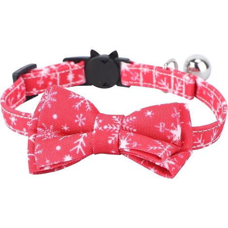 Collier de Noël pour animaux de compagnie avec clochettes et nœuds papillon, collier pour chat ajustable avec lanière de cou-28x1cm-Green (1/2)