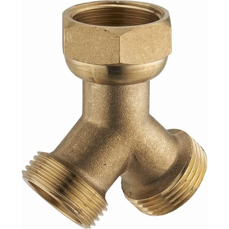 Racor de latón para lavadora : tuerca libre hembra F3/4' (20x27) 2 salidas macho M3/4' (20x27) NOYON & THIEBAULT - 841-2020C1