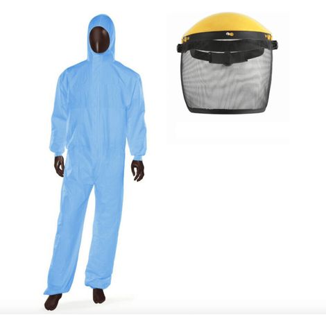 KIT MASCHERA VISIERA GIARDINAGGIO PROTETTIVA DECESPUGLIATORE + TUTA TNT GIARDINO