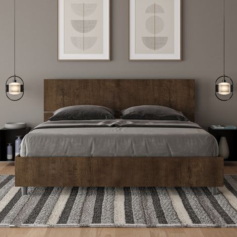 Letto matrimoniale con rete 160x190 testata inclinata noce Demas (1/4)