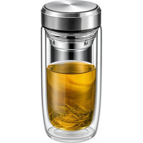 Verre à thé à double paroi isolante 750 ml, coloris acier