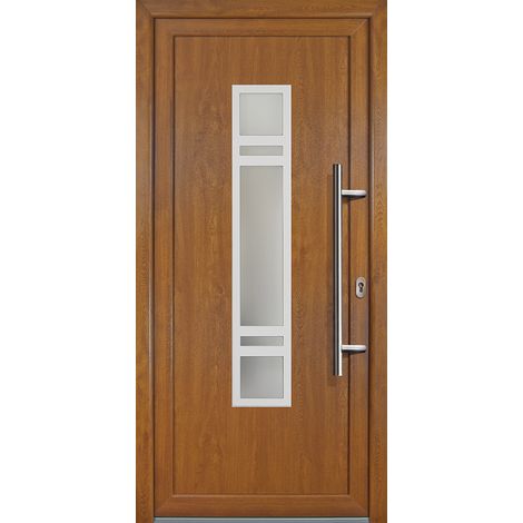 Signum ExklusivPVC Model 83, innen: weiß, außen: golden Oak, Breite: 88cm, Höhe: 208cm, Öffnungsrichtung: DIN rechts