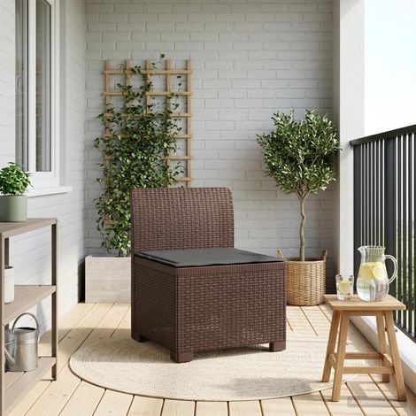 Canapé de Jardin 1 Place Modulaire en PP Aspect Rotin Marron avec Coussin Anthracite - PANGIVO (1/5)