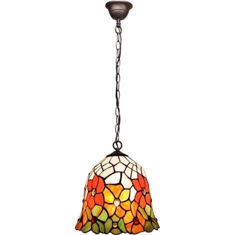 Lampe à suspension avec chaîne et abat-jour Tiffany diamètre 20 cm Série Bell