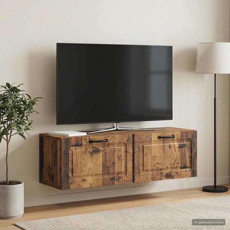 Wandmontierter TV-Schrank Altholz 98 x 31 x 30 cm Holzwerkstoff (1/5)