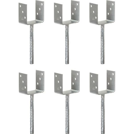 Lot de 6 Piquets de clôture  Piquets pour grillage Argenté 10x6x30 cm Acier galvanisé 24355 (1/5)