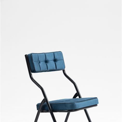 Sedie pieghevoli imbottite blu, 2 pezzi, in acciaio HOMVRA (1/5)