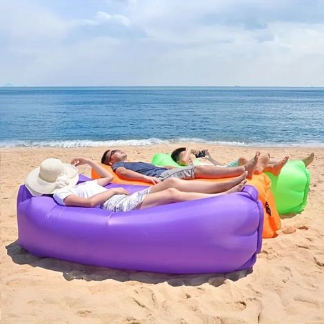 1x Lettino gonfiabile – Divano portatile, pouf e materasso ad aria – Perfetto per campeggio, festival, spiaggia, giardino e festival musicali – Lig (1/5)