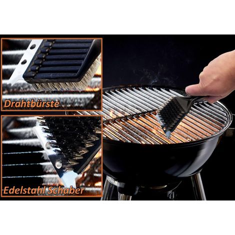 Brosse à Gril en Acier Inoxydable, Brosse métallique, Outil de Nettoyage avec grattoir, pour Gril à Charbon, Barbecue électrique, Fumeur (1/4)