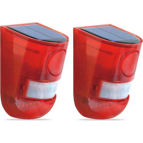 Alarme solaire LED avec détecteur de mouvement – Sirène 110 dB – Lumière stroboscopique – Étanchéité IP65 – Portée 1000m – 2 pièces (1/5)